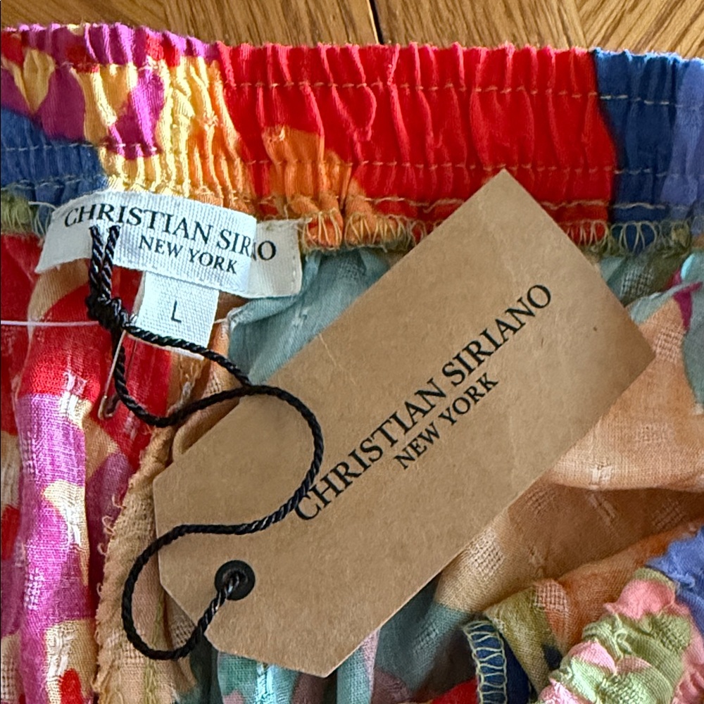 Christian Siriano Wide Leg Tropical Print Pants in Red, Yellow, Blue, Green - Picture 3 of 3